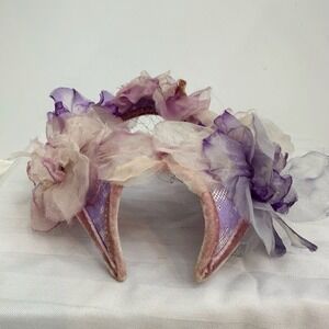 Vintage Purple Velvet Floral Half Hat Fascinator Violet Costume
